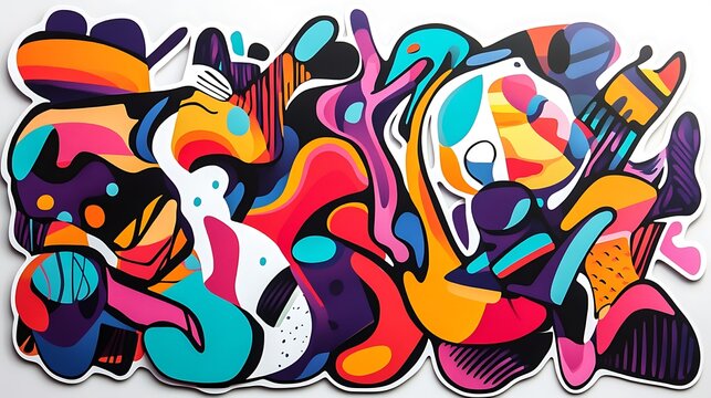Abstract sticker collection with fluid patterns and high-energy designs