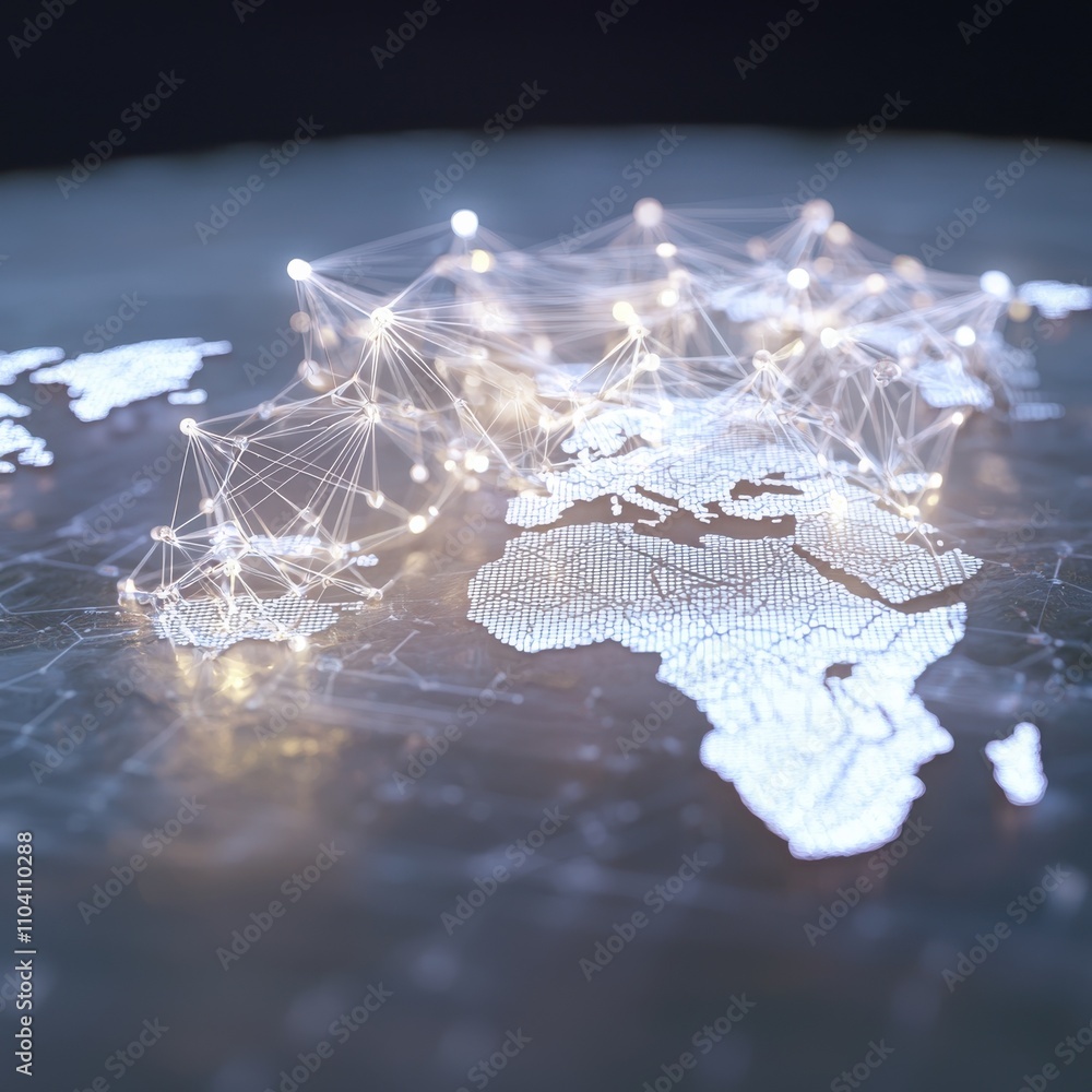 Poster global network connections digital map visualization technology digital environment aerial view conn
