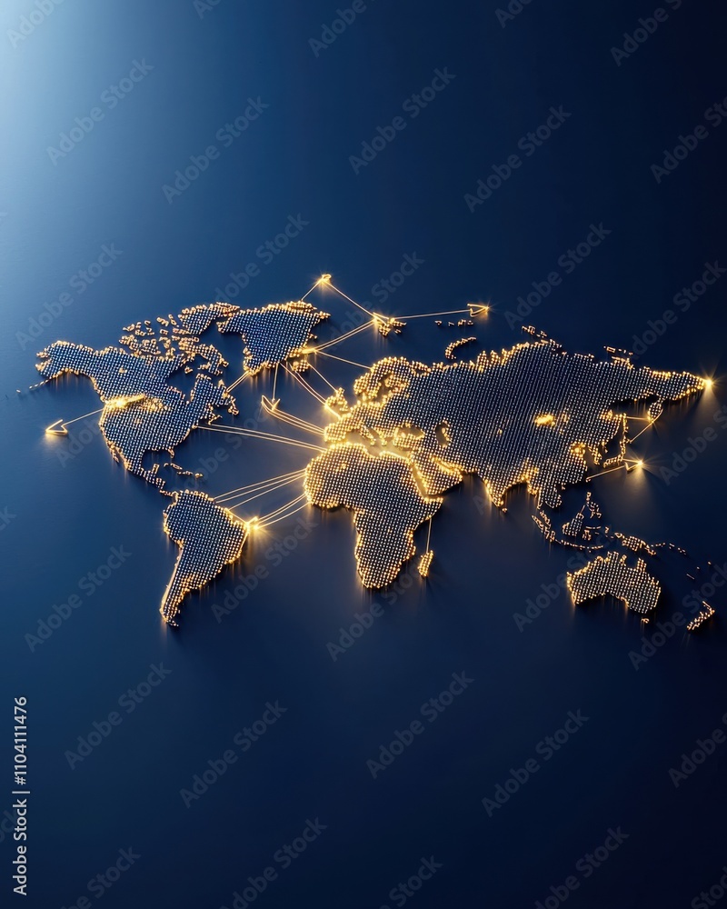 Poster global connectivity visualized world map with network connections digital art modern environment aer