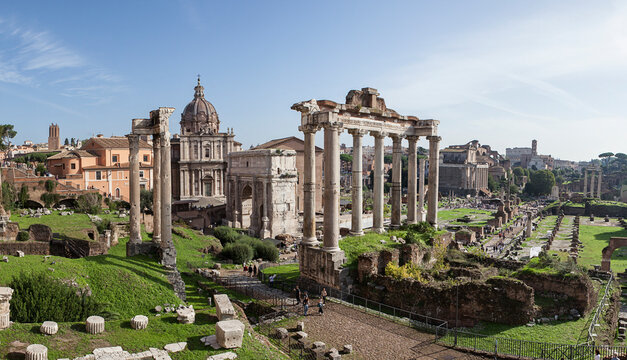 The Roman Forum also known by its Latin name Forum Romanum, is a rectangular forum surrounded by the ruins of several important ancient government buildings at the centre of the city of Rome. Italy