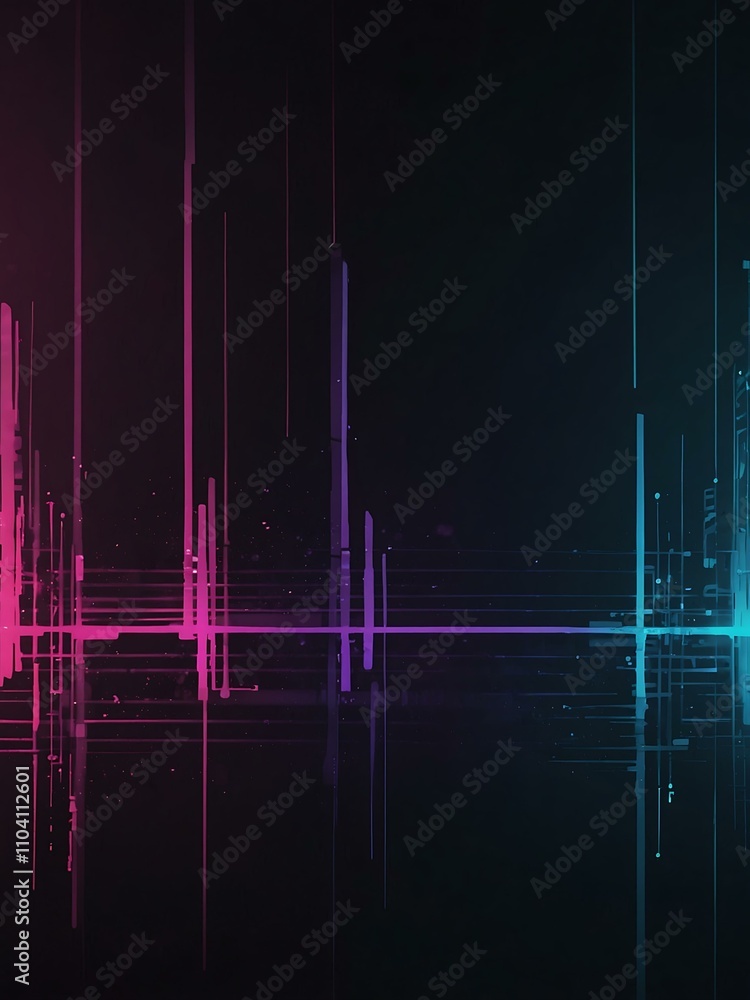 Poster abstract lines in a cyberpunk gradient style.