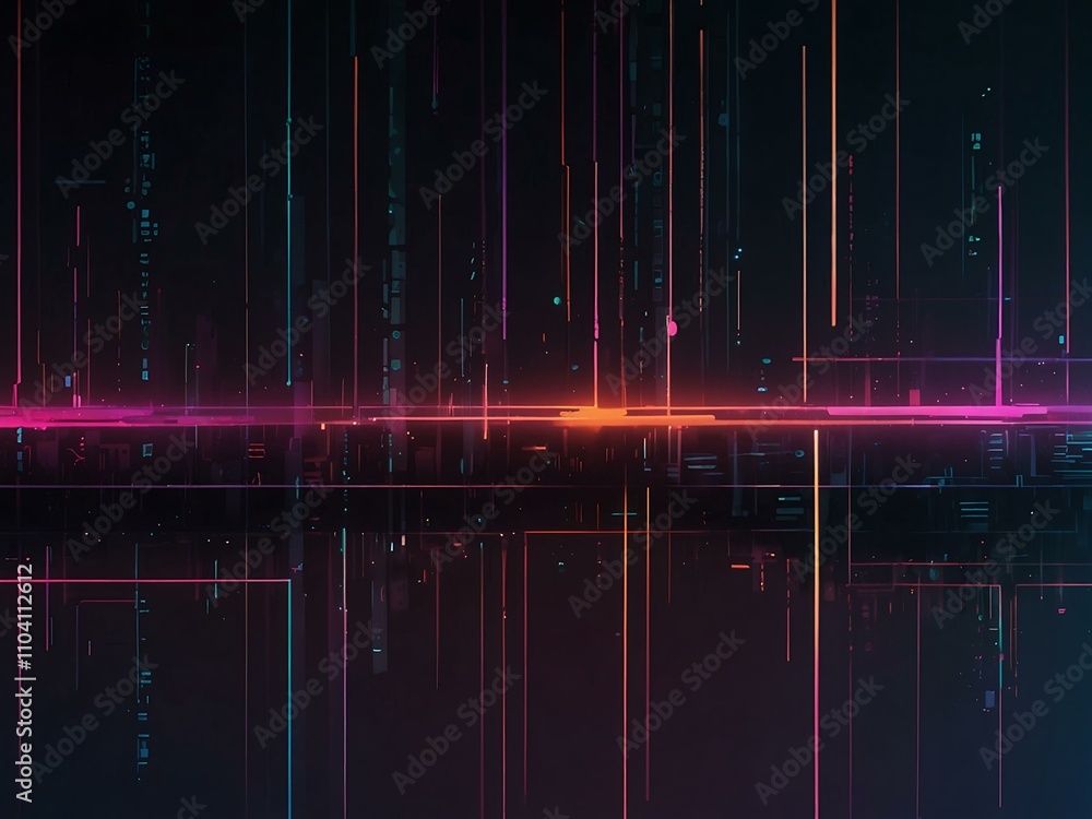 Poster abstract lines in a cyberpunk gradient style.