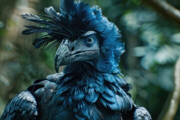 Fototapeta premium Close-up view of a bird with beautiful blue feathers