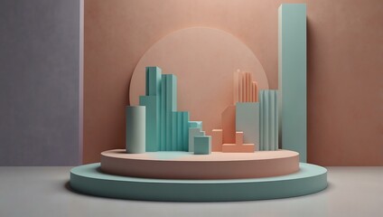 Fototapeta premium Abstract pastel podium for product display.