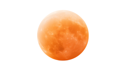 3D Render  of Orange Moon Isolated on Transparent Background Cutout
