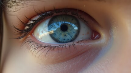 Fototapeta premium Close-up of blue human eyes