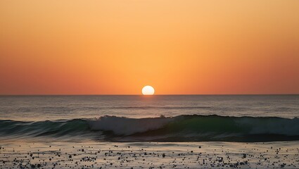 Obraz premium A photograph of a beautiful sunset over the ocean