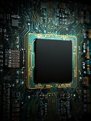 Fototapeta premium Abstract tech chip processor with circuit background.