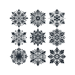 Set of Snowflakes Vector Art Illustration