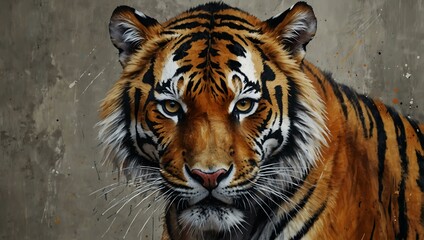 Obraz premium Abstract tiger print showcasing raw power and dynamic brushstrokes.