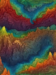 Fototapeta premium Abstract topographic map design with seamless lines and mountain relief.