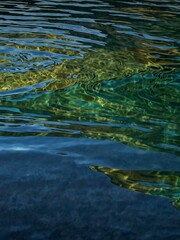 Abstract water reflections in blue and green waves.