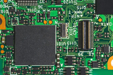 Closeup on electronic board, macro detail