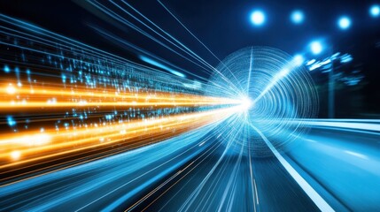 Obraz premium Glowing Fiber Optic Technology in Motion