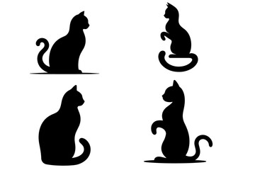 set of cats silhouettes