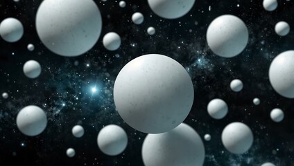 Fototapeta premium Abstract white spheres floating in space for creative designs.