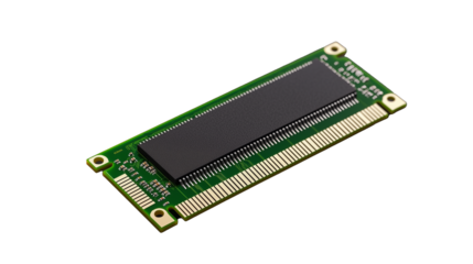 Computer memory module with black chip on transparent background