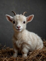 Fototapeta premium Adorable baby goat on transparent background.