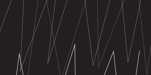 Abstract black and white geometric random chaotic lines with many squares and triangles shape. Metal grid isolated on the white background. Banner with geometric shapes, lines, stripes and triangles.