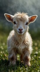 Obraz premium Adorable baby goat on transparent background.