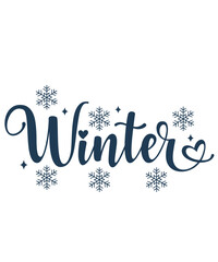 Winter typography clipart design on plain white transparent isolated background for card, shirt, hoodie, sweatshirt, apparel, card, tag, mug, icon, poster or badge