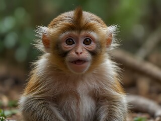 Fototapeta premium Adorable monkey in a playful pose.