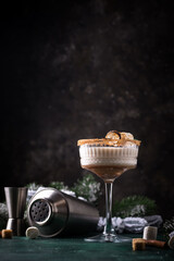 Christmas cocktail with toasted marshmellow
