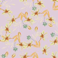 Beautiful Allover Digital Floral Design Pattern Textiles Illustration Seamless Background