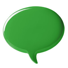 Empty green volumetric round speech bubble isolated on white background and transparent background. PNG.