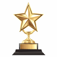 Golden Trophy with Star Design Vector Illustration