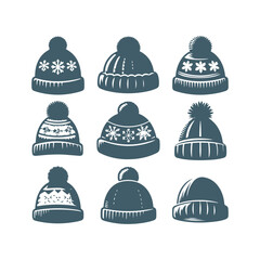 Minimalist Winter Hat Icons Vector Pack