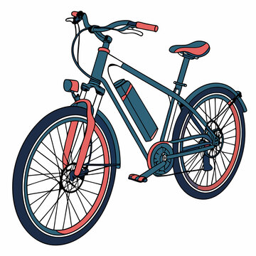 electric bike side view, blue and red clip art preview