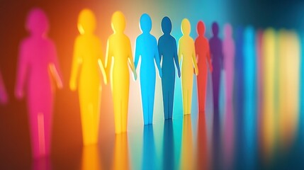 Fototapeta premium Silhouettes of colorful figures against gradient backdrop