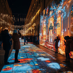 city_street_projection_mapping_of_Christmas_atmosphere