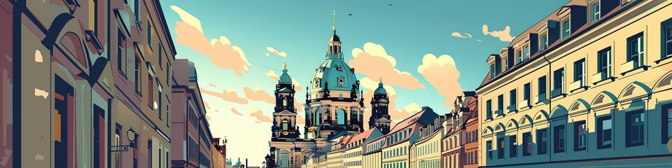 Fototapeta premium Majestic Dresden Frauenkirche: A Geometric Perspective
