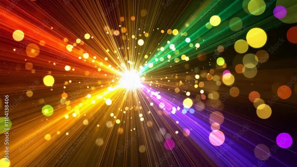 Poster effect background 4k, colorful light rays burst vibrant bokeh effects and sparkles create dynamic vi