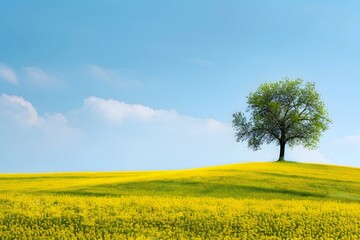 Obraz premium a lone tree on mustard