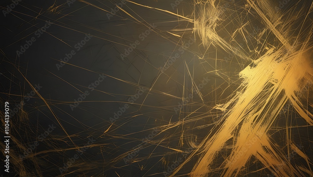 Poster abstract dark golden scratch background. generative ai.