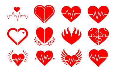 Vector Valentines Hearts Shapes Icons.