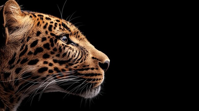   a close up of a leopard's face on a black background, with a resolution of 1920x1080