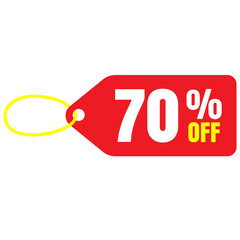sale tag with red ribbon tag with red ribbon 70% off discount offer 