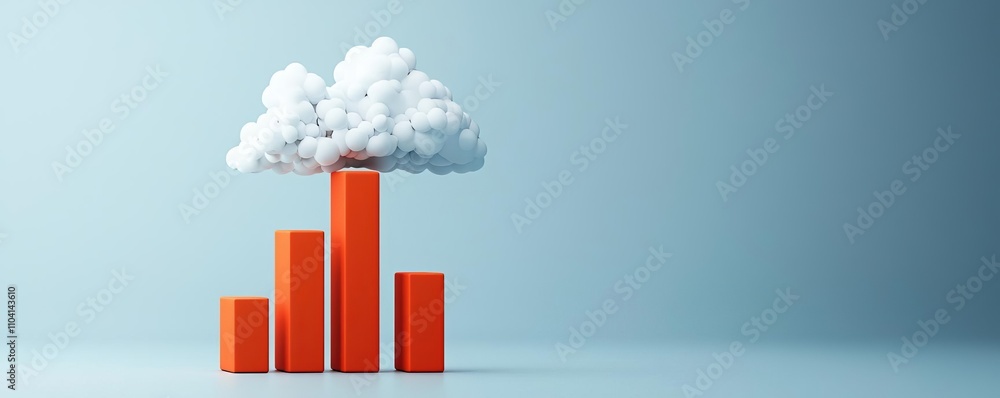 Poster abstract representation of growth with bars and a cloud, symbolizing data and innovation.
