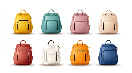 Vibrant collection of minimalist school backpacks showcasing a variety of colors and functional designs perfect for students and everyday use