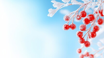 a branch of red berries covered in snow against a blue sky, creating a beautiful winter scene The resolution of the image is 1920x1200, making it perfect for use a