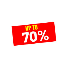 up to 70% sale sign on white