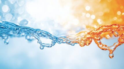  a blue and orange background with water splashing out of it, creating an animated effect The resolution of the image is 1920x1200, making it suitable for use as a