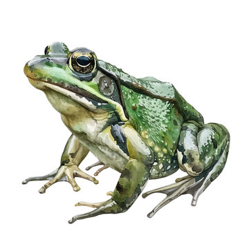 recommend clip art: A watercolor painting of Bullfrog, isolated on a white background. Bullfrog vector.
