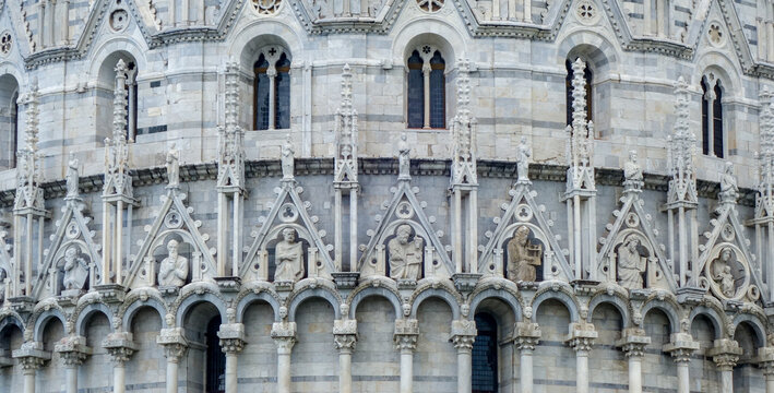 Ornate Gothic Architecture of Historical Cathedral Facade