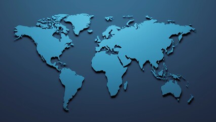 Obraz premium Striking vibrant blue world map featuring detailed landmasses