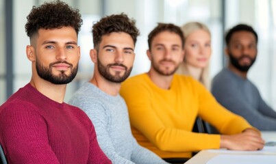 Collaborative team in modern office brainstorming on whiteboard; diversity includes wheelchair user; vibrant colors